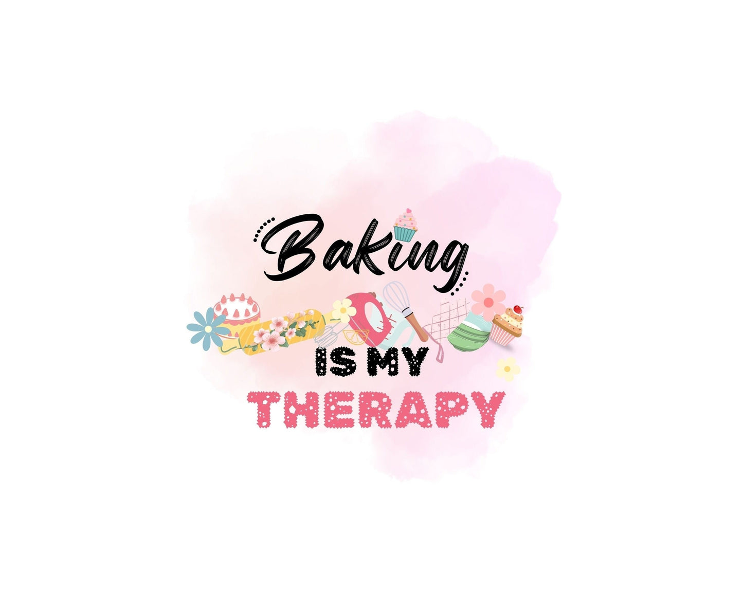 Baking Therapy, Whimsical Baking Watercolor, Kitchen Wall Decor, Quirky Gift for Bakers, Housewarming Gift, Aesthetic Wall Art, Colorful Kitchen Art