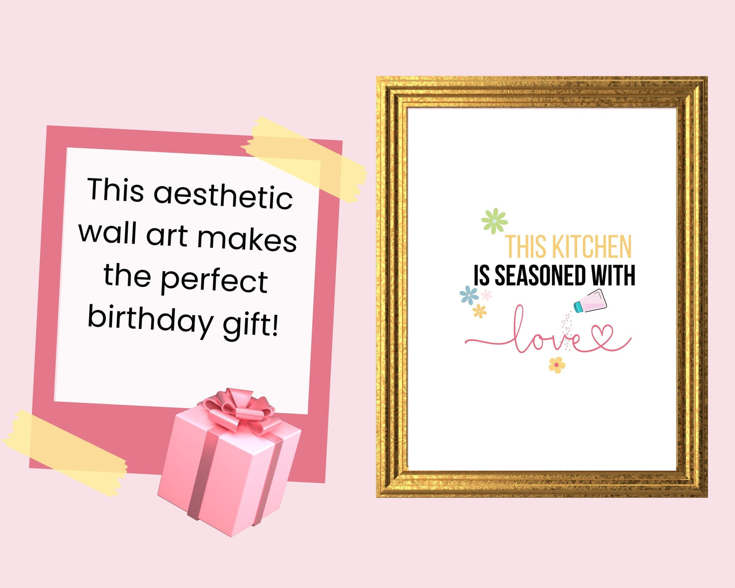 This Kitchen is Seasoned With Love Quote Wall Art | Fun Kitchen Decor | Housewarming Gift Ideas, Funky Wall Art, Printable Wall Art |