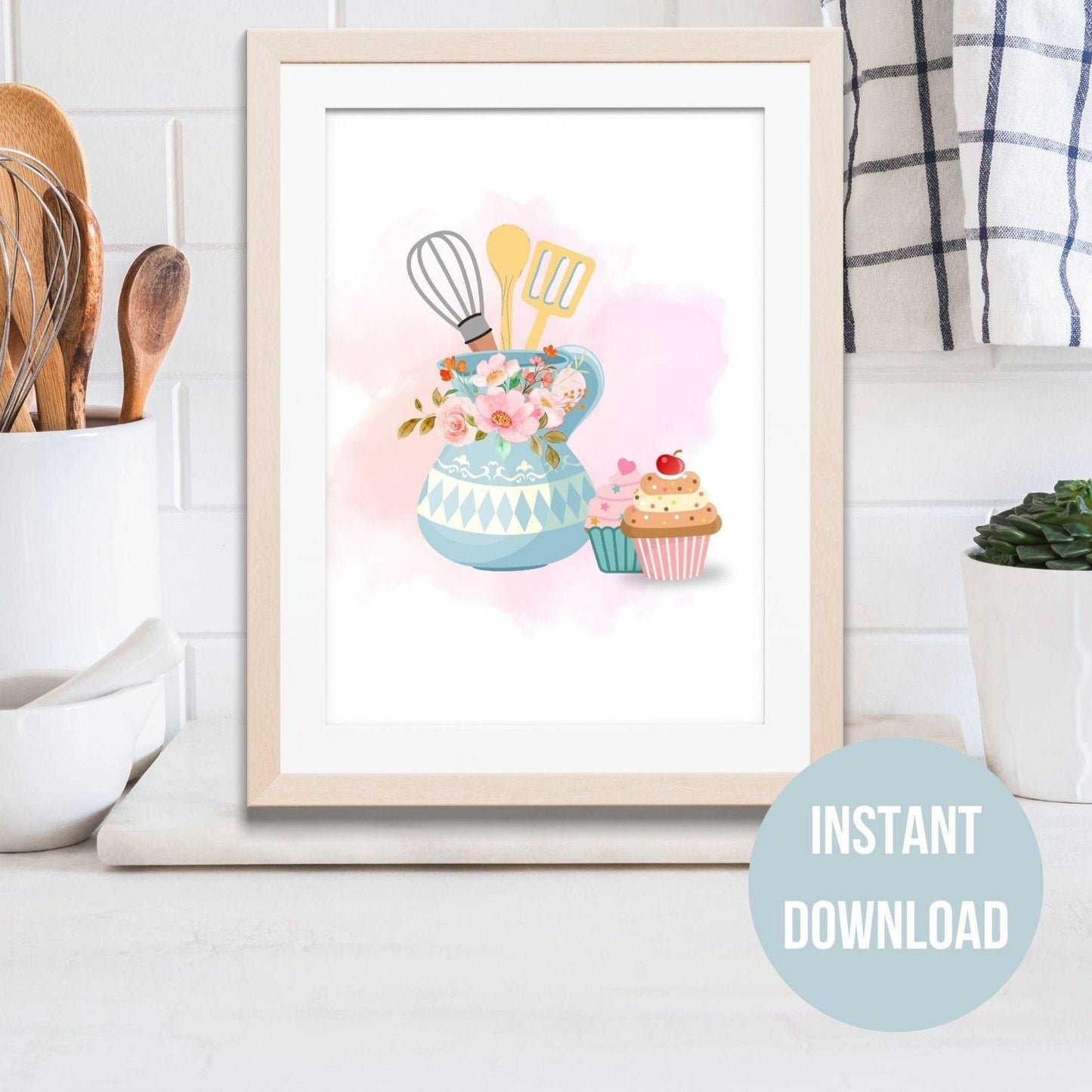 Kitchen Wall Art, Fun Watercolor Print, Cute Wall Decor, Kitchen Art, Printable Funky Wall Art