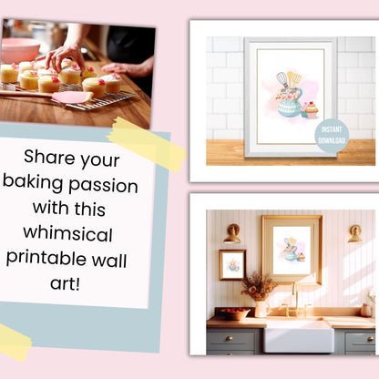 Kitchen Wall Art, Fun Watercolor Print, Cute Wall Decor, Kitchen Art, Printable Funky Wall Art